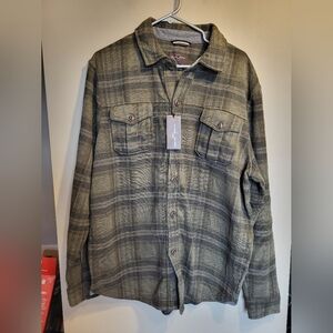 NEW Black Brown 1826 Olive Plaid Shirt Jacket, Size Large